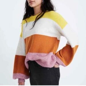 Madewell Women's Colorblock Sweater - Yellow, White, Orange, Pink